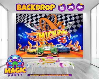 Race Cars BackDrop 72''x48'' (2 Design options) - Customizable - Birthday Backdrop - Banner - Print-it-Yourself - DIGITAL FILE