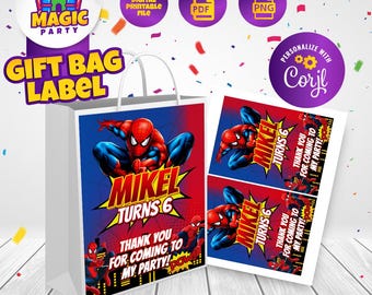 Spiderman Party Favor Bags - 5x7in - Birthday Souvenir - Candy Bags - Gift Bags - Goodie Bags - DIGITAL FILE
