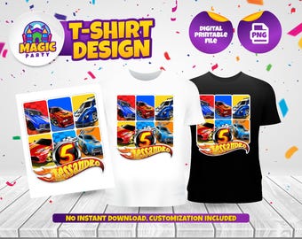 Race Cars Tshirt for Transfer (2 design options) - Fashion Design - Png format - Printable Template - T-shirt party kids - DIGITAL FILE