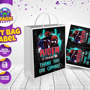 Miles Morales Labels for Party Favor Bags - Kids Candy Bags - Gift Bags - Goodie Bag - DIGITAL FILE