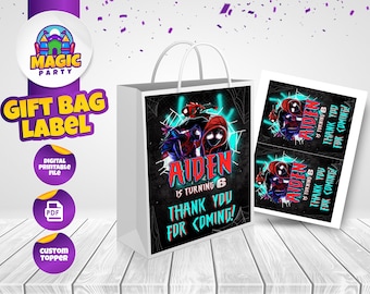 Miles Morales Label for Party Favor Bags - 5x7 size - Birthday Souvenir - Candy Bags - Gift Bags - Goodie Bags - DIGITAL FILE