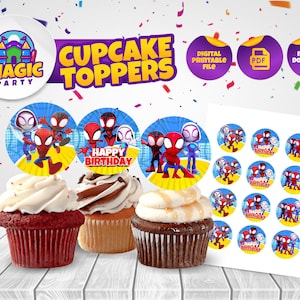 Spidey Cupcake Toppers - 2inch -  *Instant Download* - Heroes Birthday Party Cupcake Picks - Toppers - DIGITAL FILE