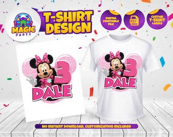 Minnie Mouse Tshirt for Transfer (3 design options) - Fashion Design - Png format - Printable Template - T-shirt party kids - DIGITAL FILE