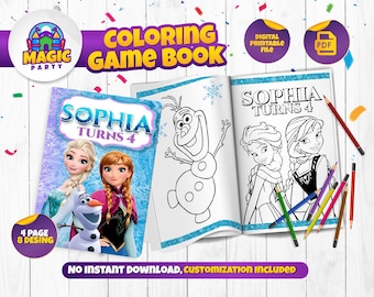 Frozen Coloring Book - Party Activity - Birthday - Printable - Personalized - Not Instant Download - DIGITAL FILE