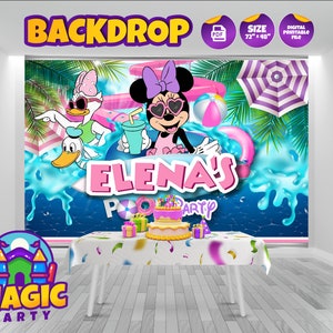 Fondo de fiesta de Minnie de 72 x 48 pulgadas (2 opciones de diseño) - Personalizable - Fondo de cumpleaños - Pancarta - Imprime tú mismo - ARCHIVO DIGITAL