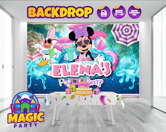 Minnie Party BackDrop 72''x48'' (2 design options) - Customizable - Birthday Backdrop - Banner - Print-it-Yourself - DIGITAL FILE