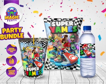 Super Mario Kart - Birthday Party Bundle -  Party Treats - Chip Bag - Capri Sun - Water Bottle Labels - Personalized - DIGITAL FILE