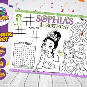 Tiana Coloring Sheet - Party Activity - Birthday - Printable - Personalized - Not Instant Download - DIGITAL FILE