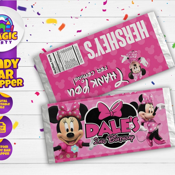 Minnie Mouse Birthday Candy Wrapper Template - Etsy