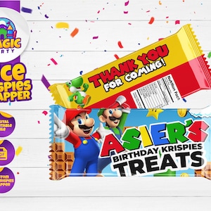 Super Mario Rice Krispies Wrapper - Geburtstag Candy Wrapper - Kinder Rice Krispies Etiketten - Kindergeburtstag - Druckbare Vorlage - DIGITALE DATEI