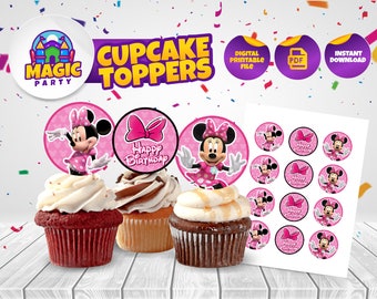 Minnie Cupcake Toppers - 2inch -  *Instant Download* - Birthday Party Cupcake Picks - Toppers - DIGITAL FILE