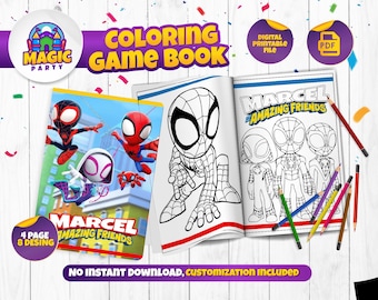Spidey Party Coloring Book - Kids Activity - Summer theme - Birthday - Printable - Personalized - Not Instant Download - DIGITAL FILE