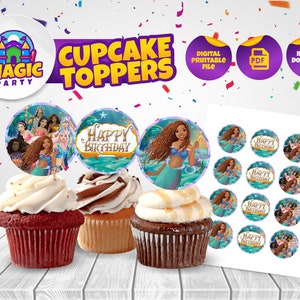Ariel Cupcake Toppers - 2inch -  *Instant Download* - Princess Birthday Party Cupcake Picks - Toppers - DIGITAL FILE