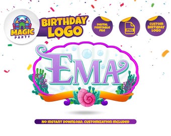 Ariel Logo - The Little Mermaid Custom Logo - Party Sign - Decor - Disney Inspired - Personalized - DIGITAL Download