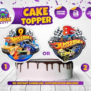 Race Cars Cake Topper - 8.5x11in - Race Birthday - Wheels - Cake Deco - Printable - Personalized - Not Instant Download - DIGITAL FILE