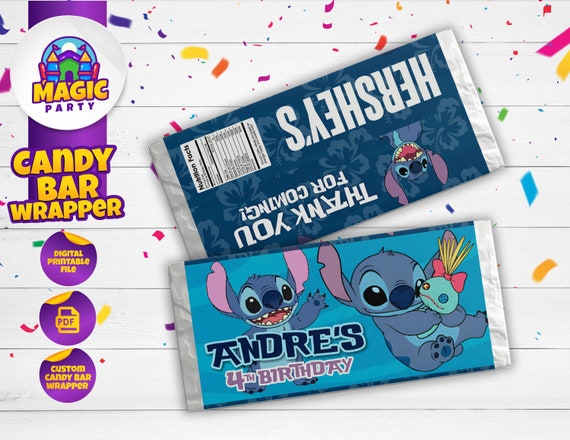 Stitch Candy Bar Wrapper 5.2 X 5.8 Printable Labels Bar Wrapper