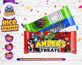 Avengers Rice Krispies Wrapper - Verjaardag Candy wrappers - Kids Rice Krispies labels - Kids Birthday - afdrukbare sjabloon - DIGITAAL BESTAND