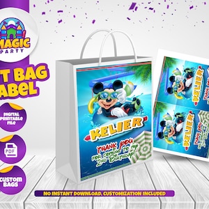 Mickey Sommer Party Tüte Etikett - 13 x 18 cm - Geburtstag Souvenir - Candy Bags - Geschenktüten - Goodie Bags - DIGITAL DATEI