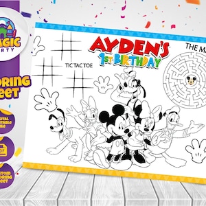 Mickey Coloring Sheet (3 design options) - Mickey & Friends - Birthday- Printable - Not Instant Download -DIGITAL FILE