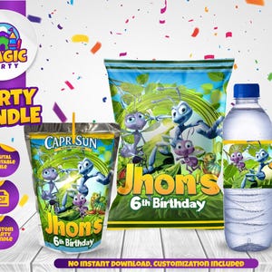 Bugs Birthday Party Bundle - Party Treats - Chip Bag - Capri Sun labels - Water Bottle Labels - Personalized - DIGITAL FILE