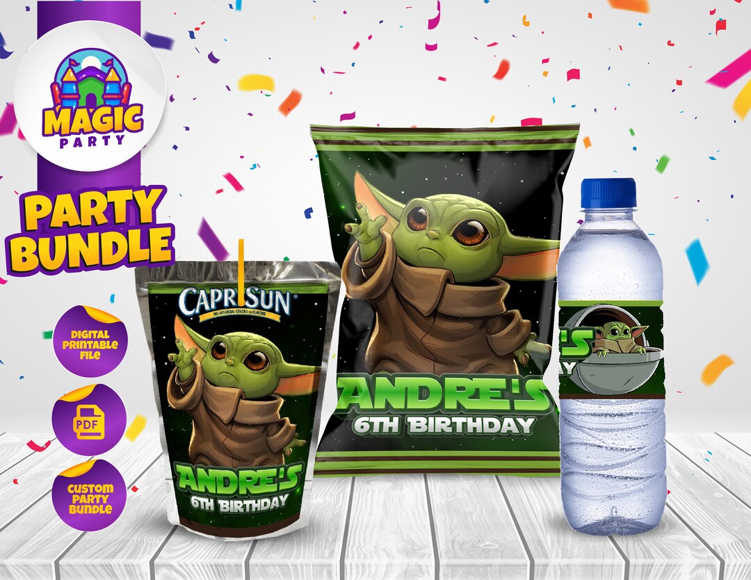 Baby Yoda Birthday Party Bundle Party Treats Chip Bag Capri Sun Labels ...