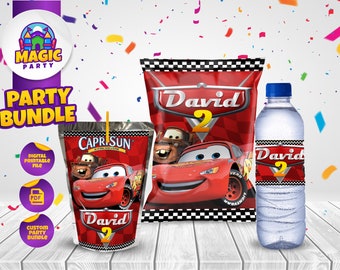 Cars Birthday Party Bundle - Cars Party Treats - Chip Bag - Capri Sun labels - Water Bottle Labels - Personalized - DIGITAL FILE
