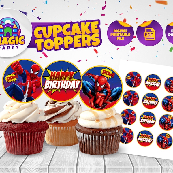Spiderman Cupcake Toppers Etsy