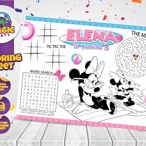 Minnie Pool Coloring Sheet - Party Activity - Summer - Birthday - Printable - Personalized - Not Instant Download - DIGITAL FILE