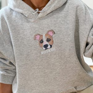 Sweat à capuche brodé personnalisé pour animal de compagnie à partir d'une photo, col ras du cou chien, chat, cadeaux chien, sweat à capuche personnalisé visage de chien, sweat personnalisé, amoureux des chiens
