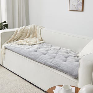 Reversible Fluffy Faux Fur and Velvet Couch Cover, Tufted Thick Sofa Slipcover Pet Friendly, Machine Washable Sectional Sofa Couch Protector