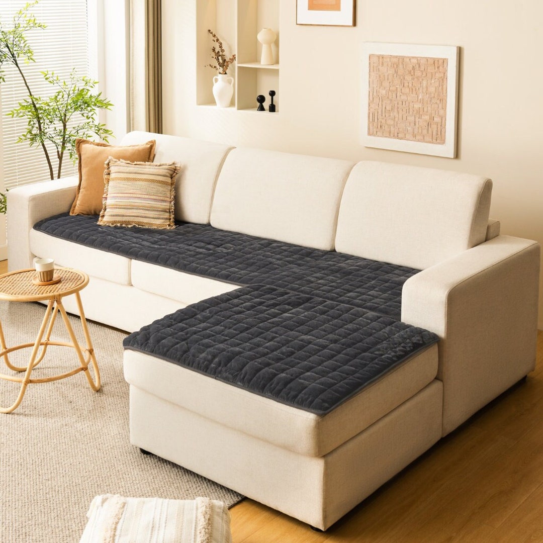 Quilted Velvet Petproof Couch Cover, Waterproof Couch Mat, Nonslip