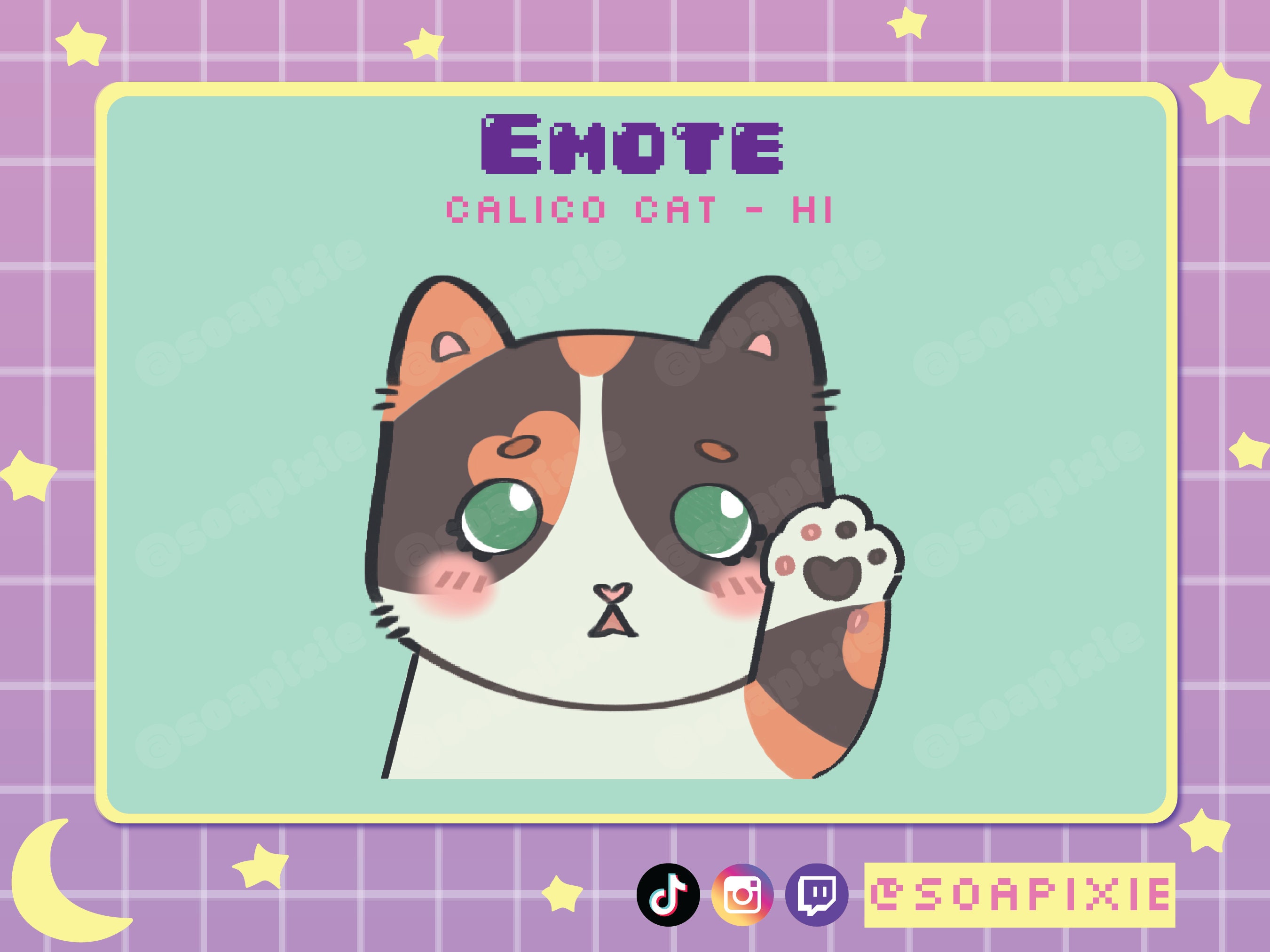 Calico Cat Hi Emote | Twitch, Discord, Youtube Streamer Asset | Redeem ...