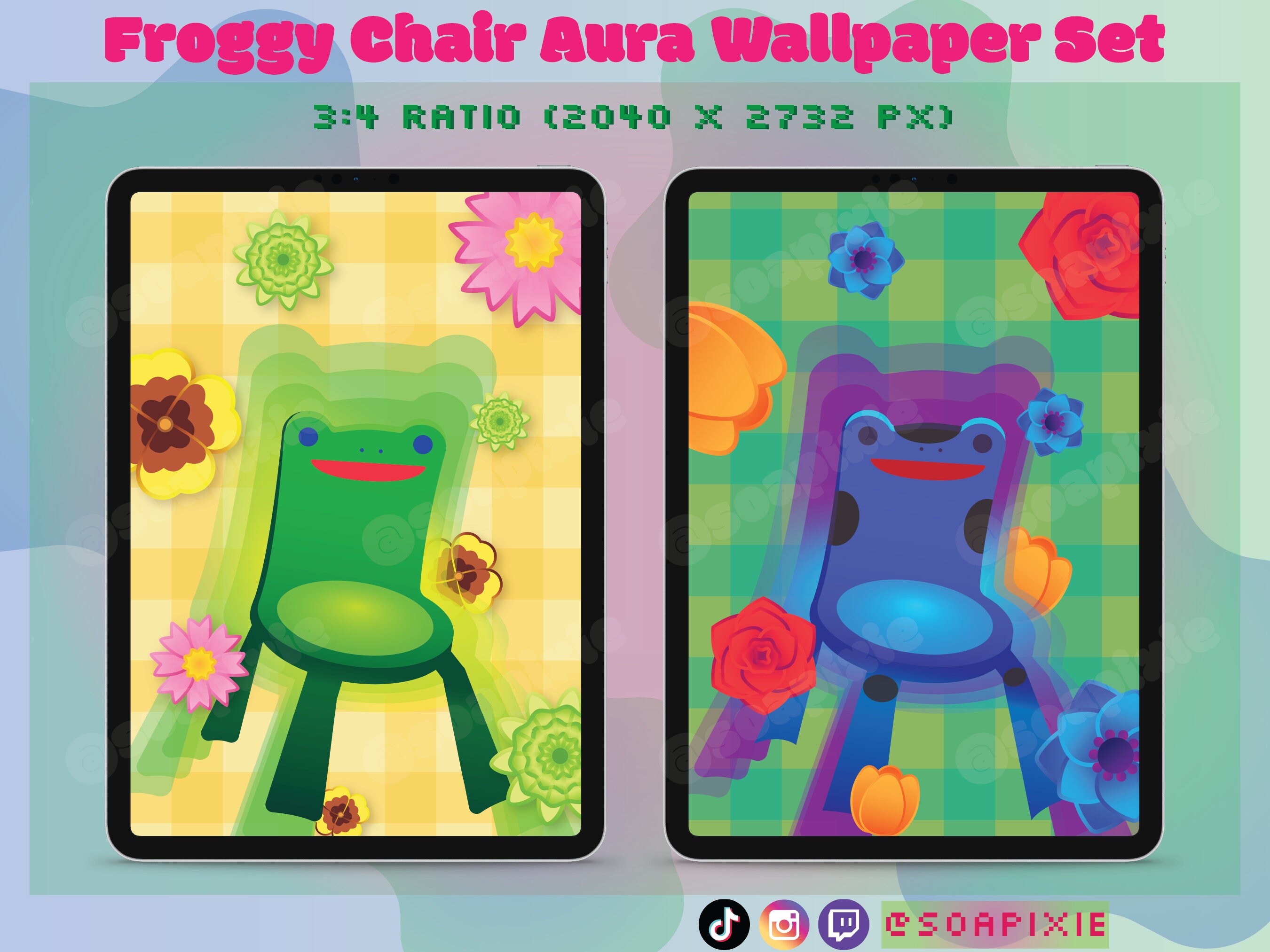 ACNH Froggy Chair Aura Wallpaper Set for Tablets Light & Dark Mode iPad ...