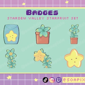 SDV Starfruit Sub/Bit Badges | Twitch, Discord, Youtube Streamer Asset | Seed Packet to Harvested