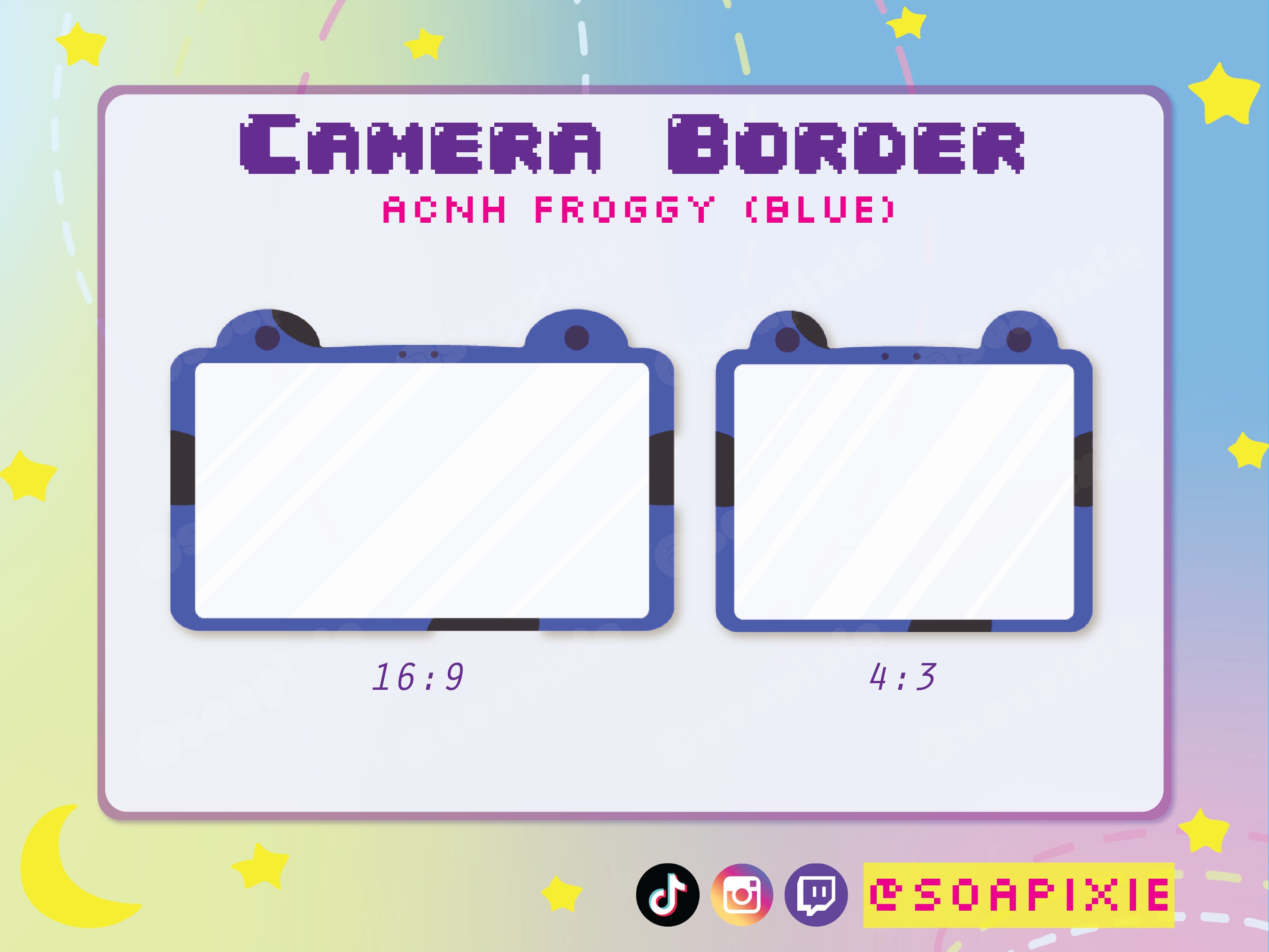 Borde de cámara web FROGGY azul Twitch, Discord,