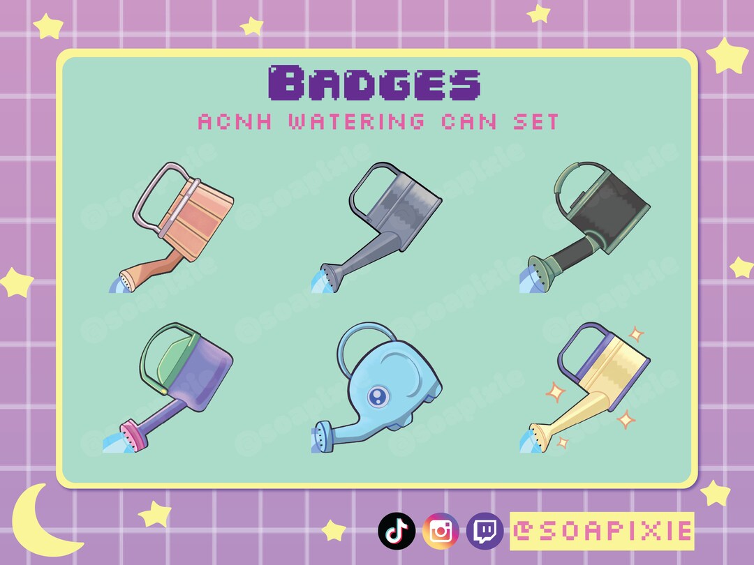 ACNH Watering Can Sub/bit Badges Twitch, Discord, Youtube Streamer
