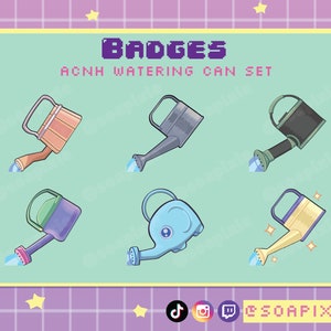 ACNH Watering Can Sub/Bit Badges | Twitch, Discord, Youtube Streamer Kawaii Asset | Flimsy, Regular, Outdoorsy, Colorful, Elephant, Gold