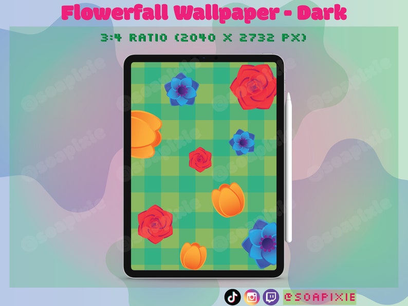 ACNH Flowerfall Wallpaper for Tablets Dark Mode iPad Surface Slate Ios