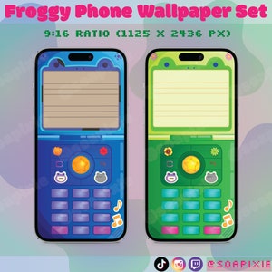 ACNH Froggy Flip Phone Wallpaper Set | Light & Dark Mode | iPhone | Android | Aesthetic Lock Screen | iOS | Flowers | Buttons | Stickers