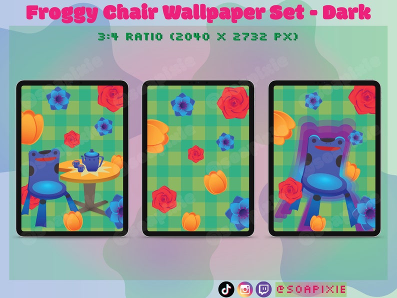 ACNH Froggy Chair Wallpaper Set for Tablets Dark Mode iPad Surface ...