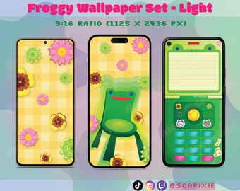 ACNH Froggy Phone Wallpaper Set | Light Mode | iPhone | Android | Aesthetic Lock Screen | iOS | Flowers | Gingham | Plaid | Flip Cell Phone