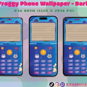 ACNH Froggy Flip Phone Wallpaper | Dark Mode | iPhone | Android | Aesthetic Lock Screen | iOS | Cell | Buttons | Flowers | Stickers | Retro