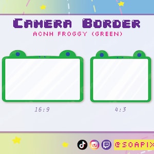 Green FROGGY Webcam Border | Twitch, Discord, Youtube Streamer Kawaii Asset | 2 Sizes | Cottagecore