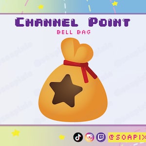 Star/Bell Bag Channel Point | Twitch Streamer Asset | Redeem | Loyalty | Currency | Gold | ACNH