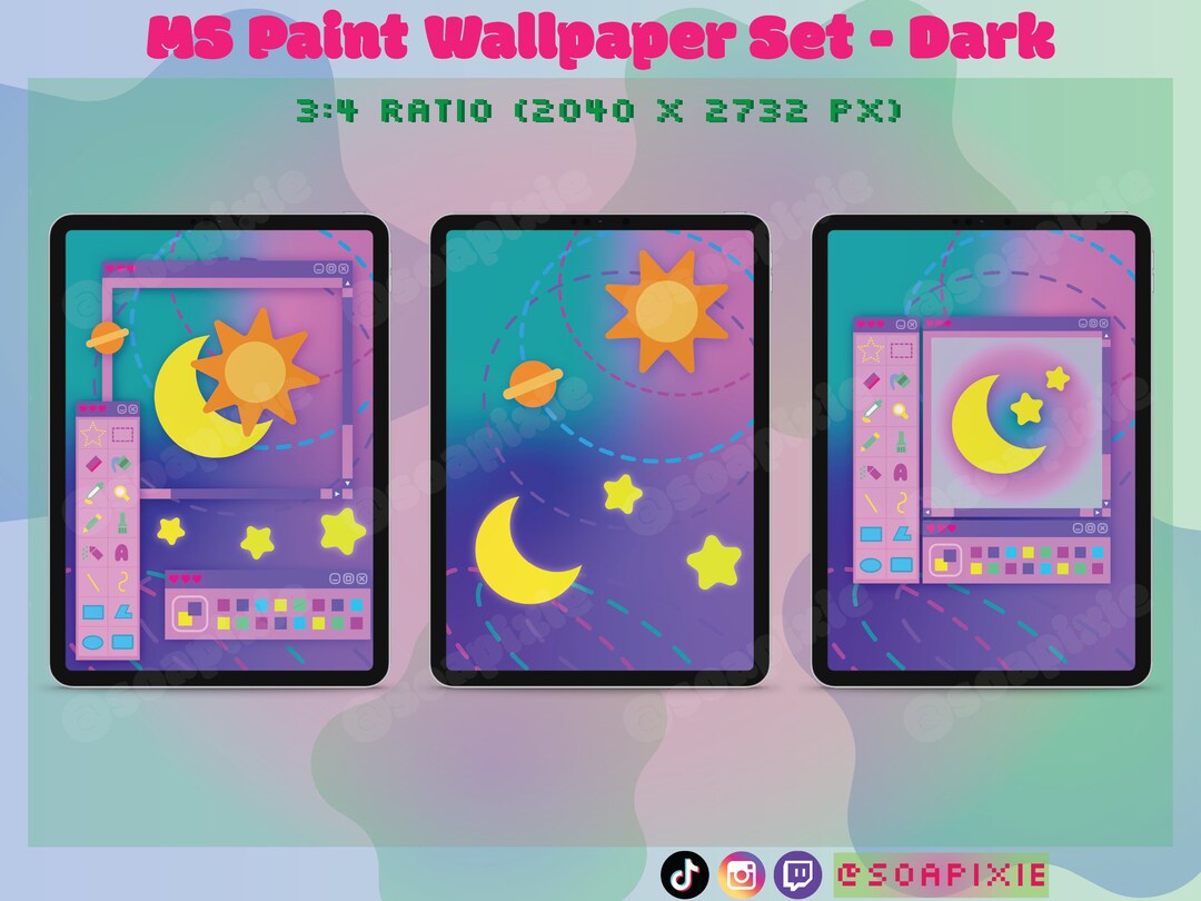 Kawaii MS Paint Tablet Wallpaper Set Dark Mode iPad Surface Slate Ios