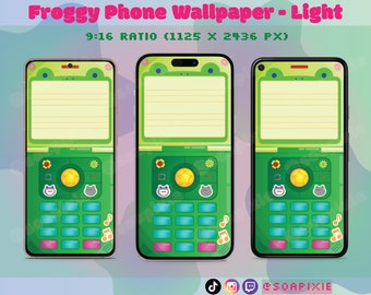 ACNH Froggy Flip Phone Wallpaper | Light Mode | iPhone | Android | Aesthetic Lock Screen | iOS | Cell | Buttons | Flowers | Stickers | Retro