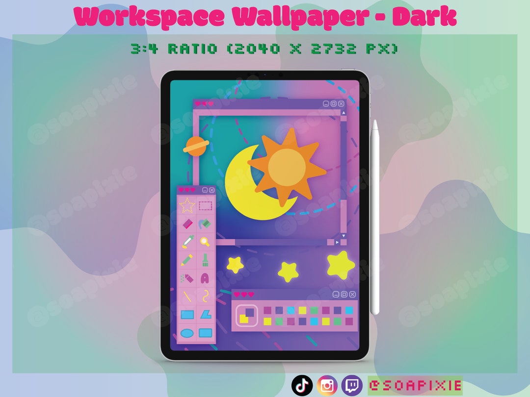 Colorful MS Paint Workspace Tablet Wallpaper Dark Mode Ipad/surface