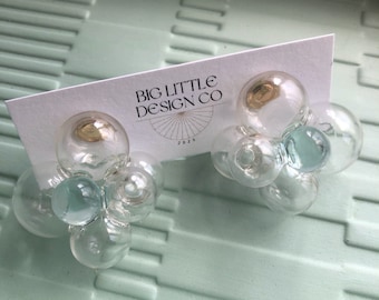 Glass Bubble Statement Studs (Otis) | Everyday and Special Occasion | Glass and Resin | Handmade Earring |