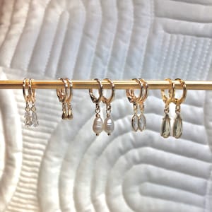 Minimalist Tiny Gold Huggies| Everyday and Special Occasion | Gold,  Pearl and CZ | Handmade Earring