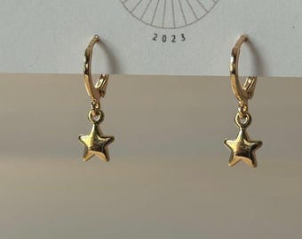 Star Dangle Huggies| Everyday and Special Occasion | Gold Plated